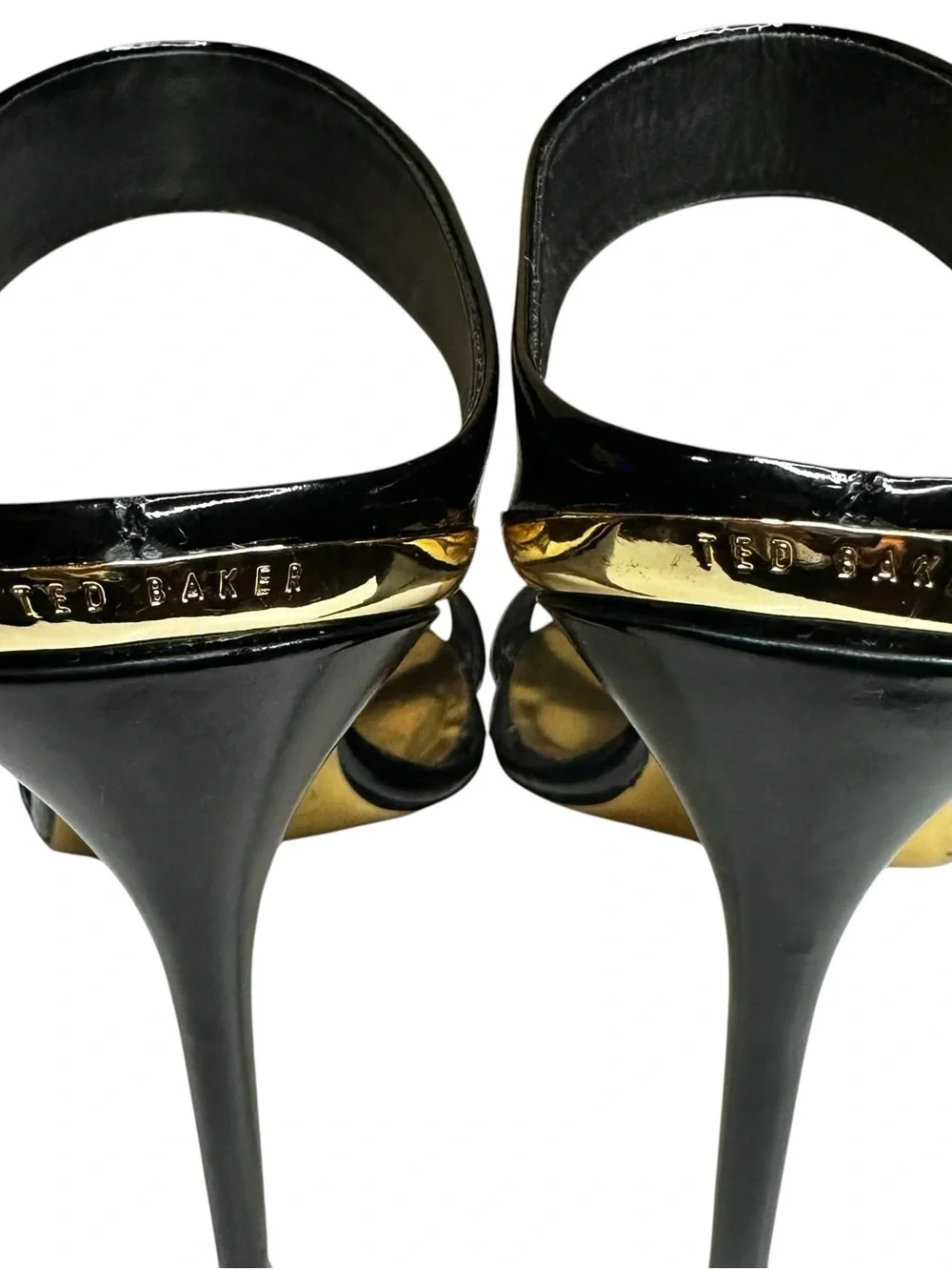 Ted Baker London Black Patent Leather Stiletto Mule Heels Size 38 US 7.5